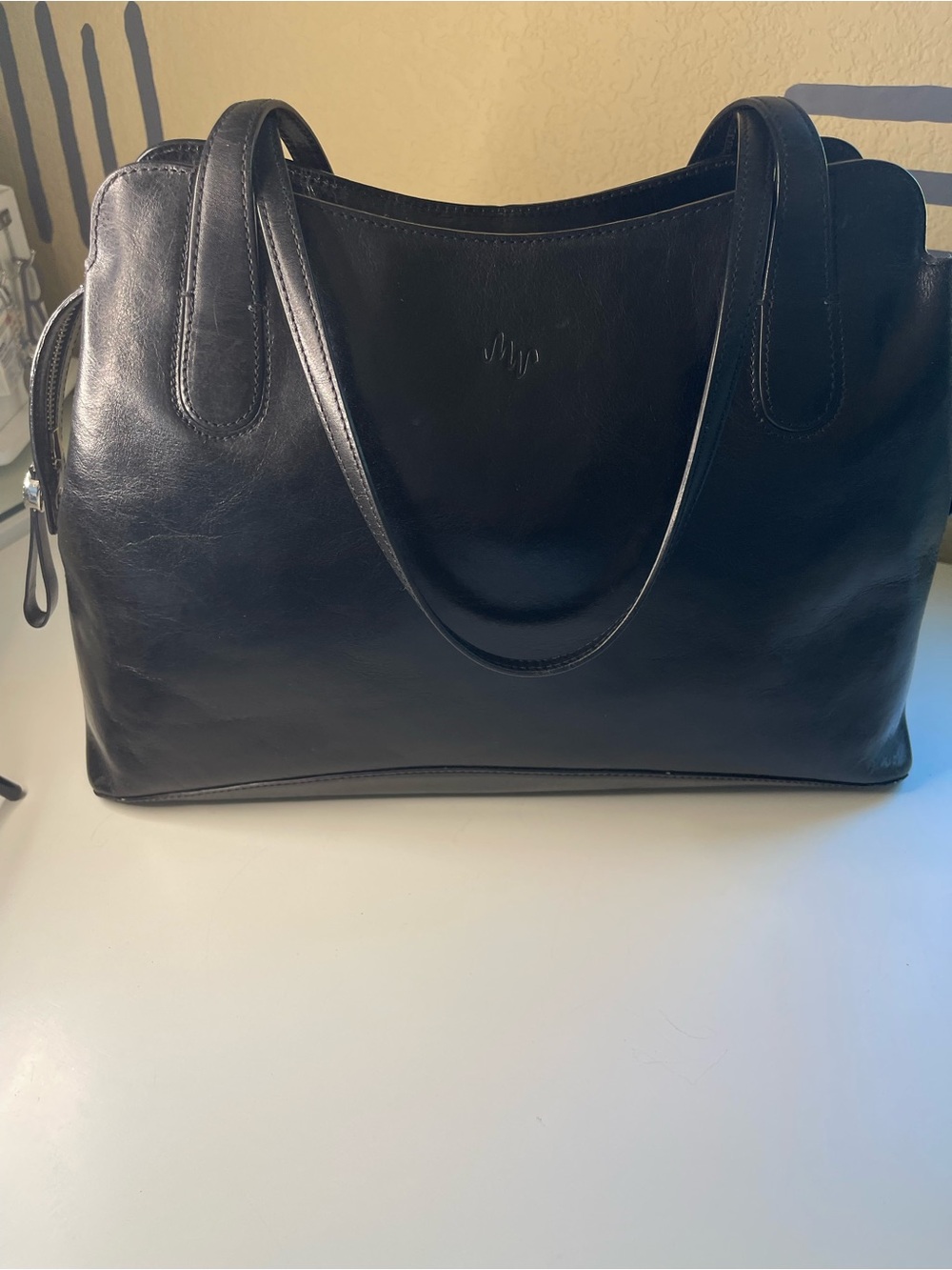 Monsac Vintage Black Leather Shoulder Bag